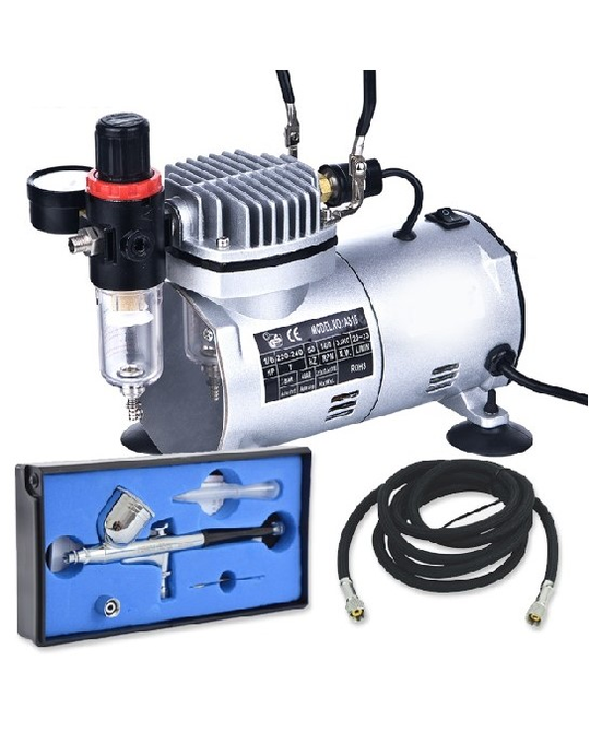 Compressor With Pro Gravity Air Brush + Spare NZL & NDL