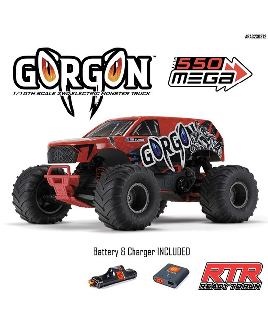 1/10 GORGON 4X2 MEGA 550 Brushed Monster Truck RTR - Red