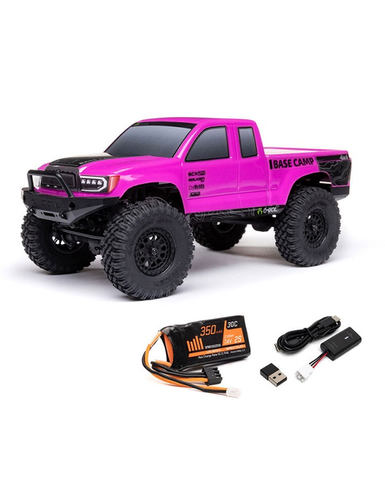 1/24 SCX24 Base Camp 4x4 Rock Crawler Brushed RTR - Pink