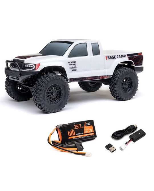 1/24 SCX24 Base Camp 4x4 Rock Crawler Brushed RTR - White