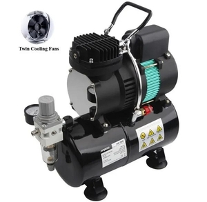 Premium Aibrush Compressor AG-326 Twin Cooling Fans and Tank With Air Brush Kit-paints-and-accessories-Hobbycorner