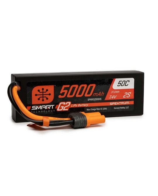 5000mAh 7.4v 2S 50C Smart G2 Hardcase LiPo Battery - IC5