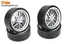 1/10 Drift -  mounted -  8 Spoke Fog Silver wheels  -  503330FS